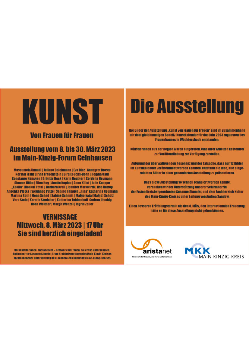 KUNST VON FRAUEN FUER FRAUEN Flyer Einladung Vernissage1u.2